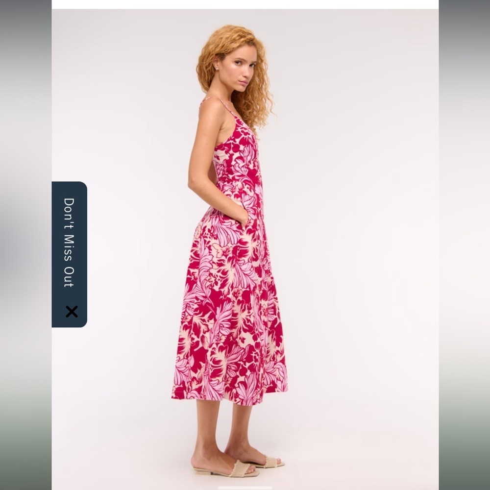 Abercrombie & Fitch Beaded Flowy Midi Dress Linen Blend Floral Size Large  NWT - Picture 3 of 15